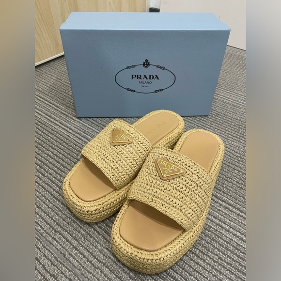 Prada New Women's Woven Slides
